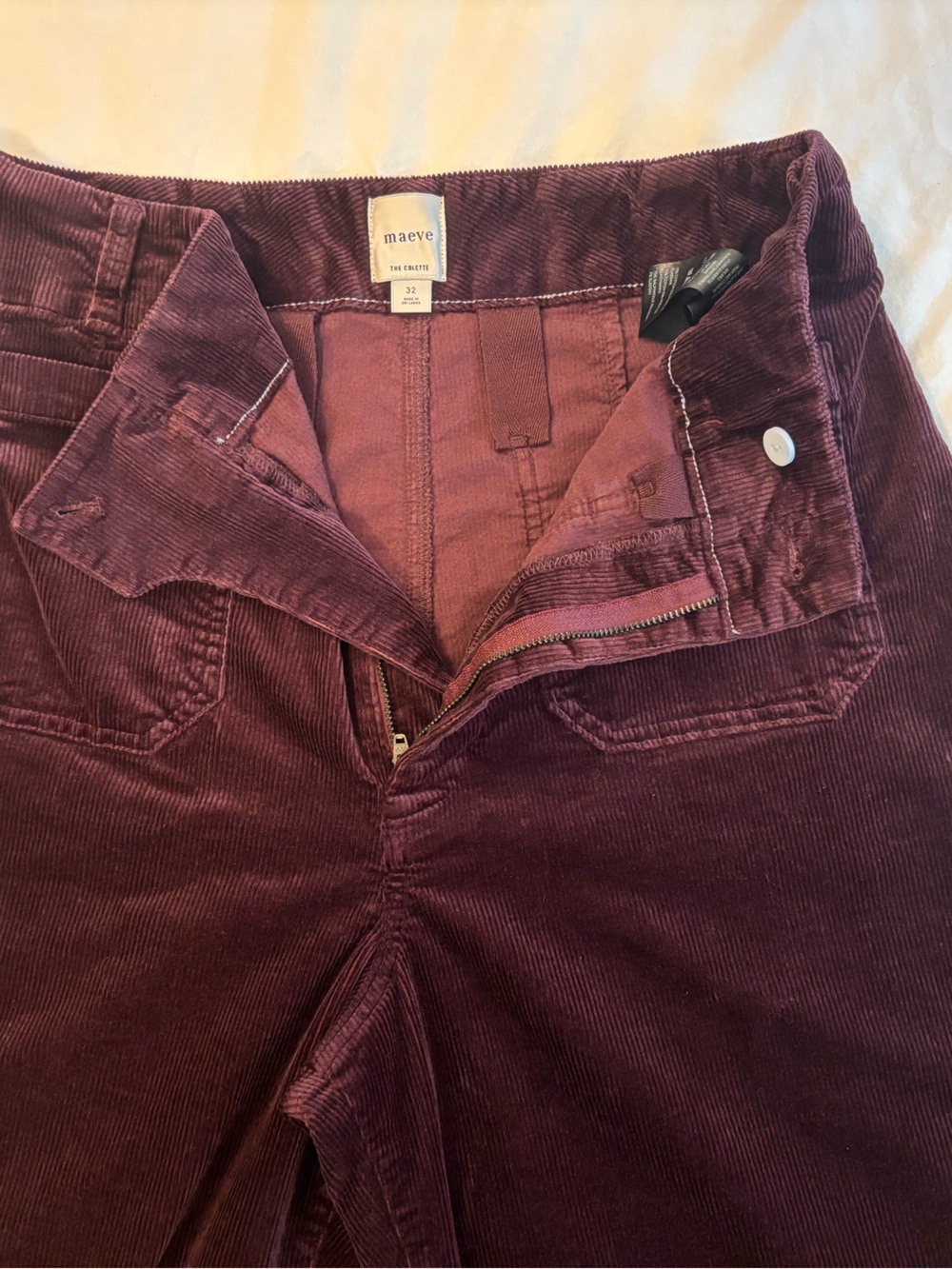 Maeve Wide-Leg Corduroy Pants in Deep Plum - Picture 4 of 7